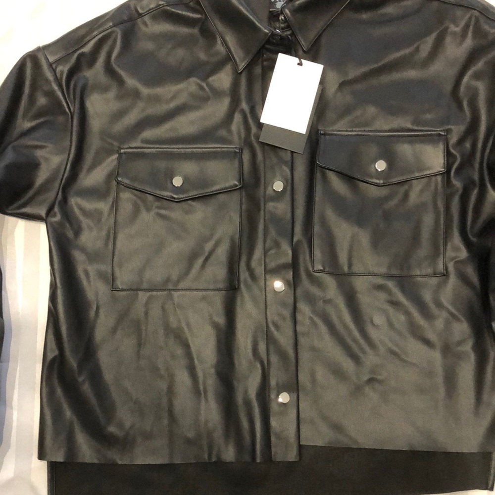 Dkny Woman faux leather shirt.